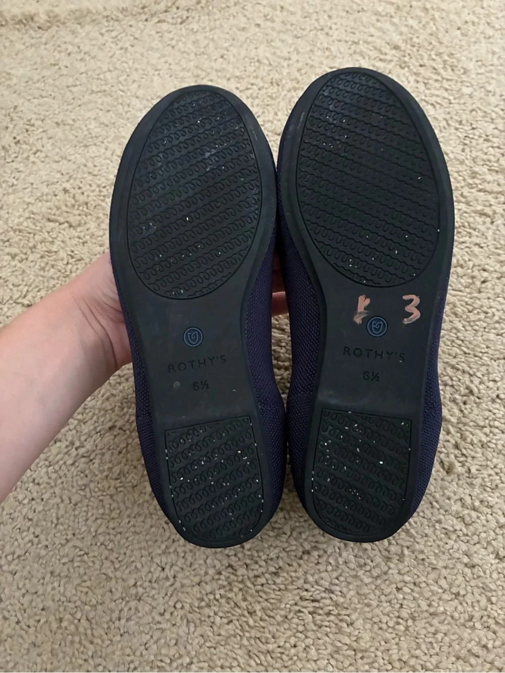 Rothy’s Round Toe Ballet Flats The Flat Navy Blue 6.5